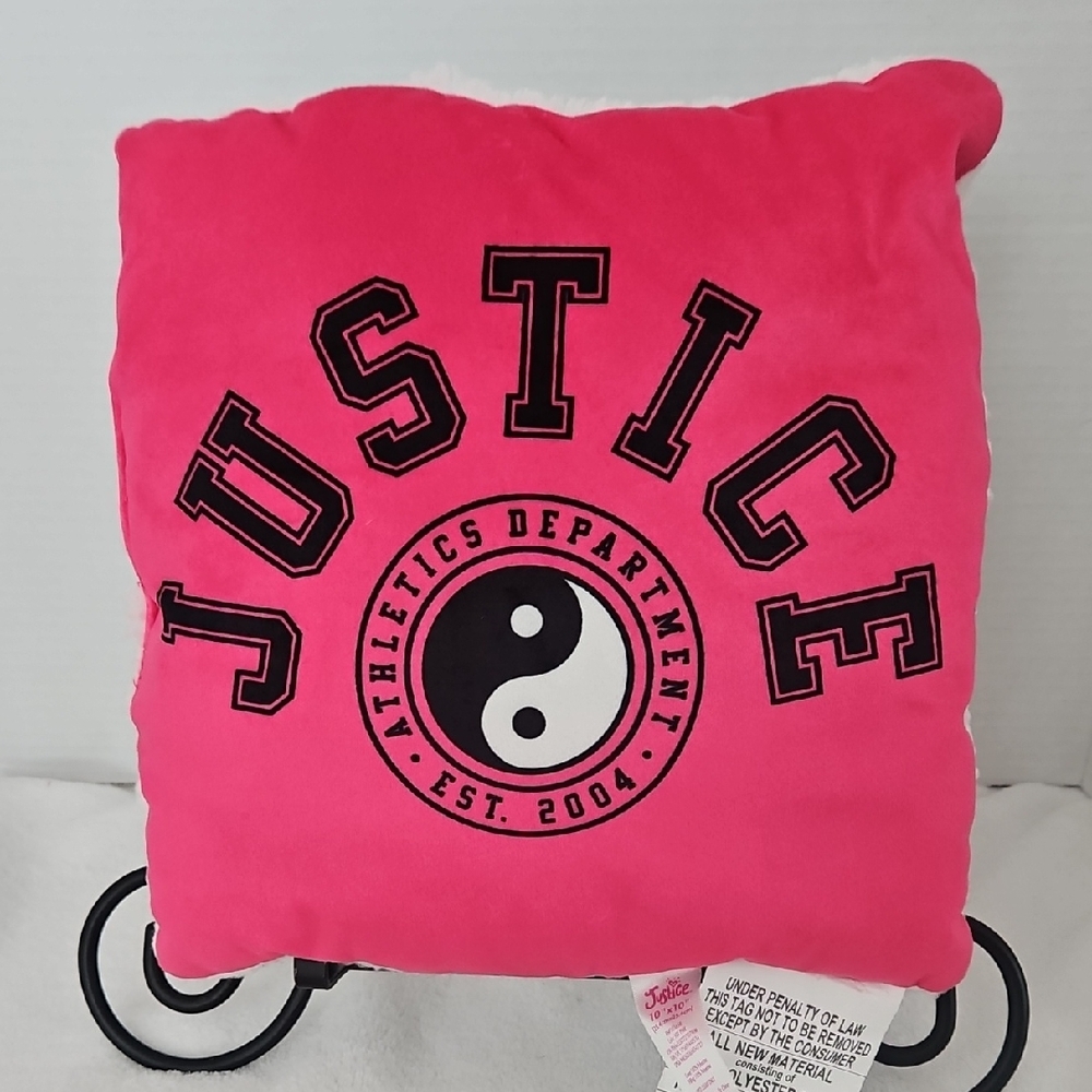 Justice Hot Pink Athletics Yin Yang Faux Sherpa Back Accent Pillow